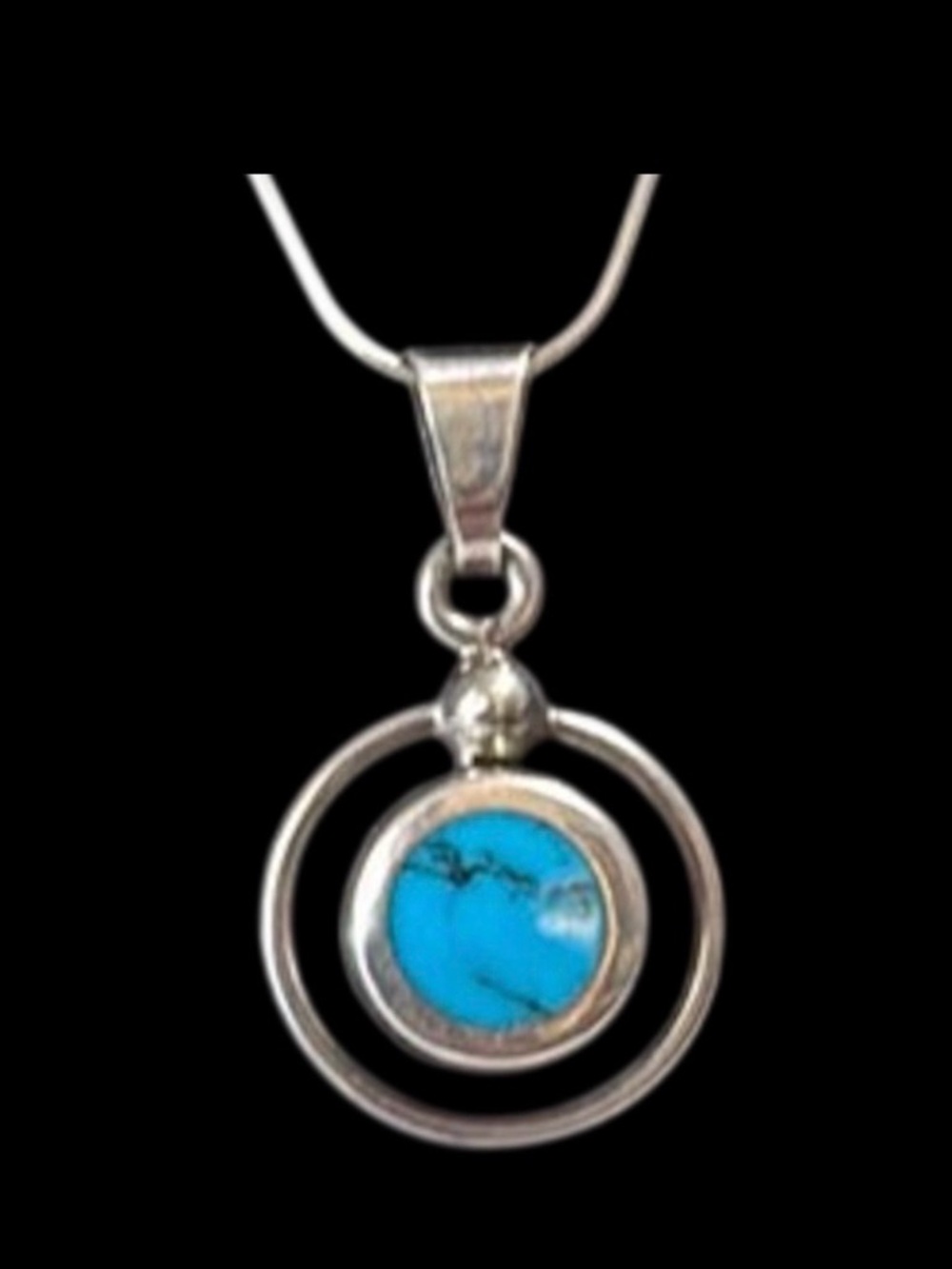 925 Mexico Taxco Chain with Turquoise pendent & Pierced Erring Set